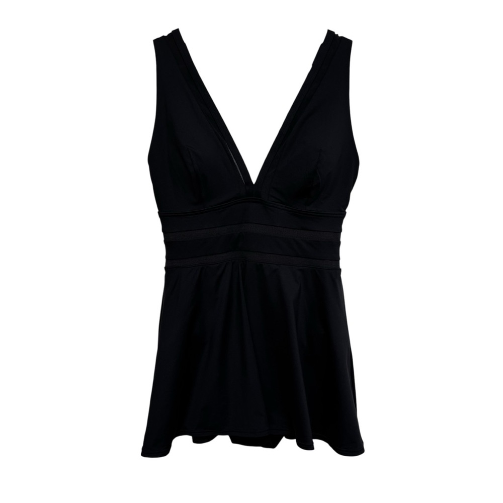 Lands‎ End Mesh V-Neck Mini Swimsuit Dress Women Size 6 One Piece